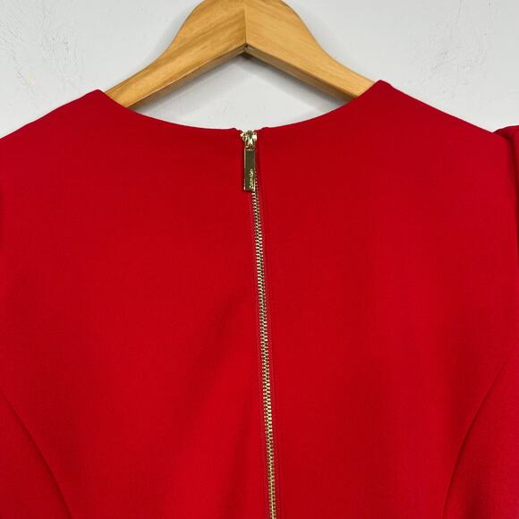 Calvin Klein Red Tulip-Sleeve Cropped Jumpsuit - Picture 7 of 9